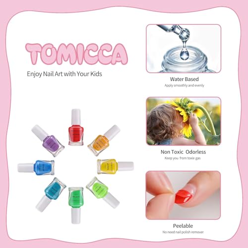 Tomicca Kinder Nagellack Set mit 18 Farben, ungiftig und geruchlos