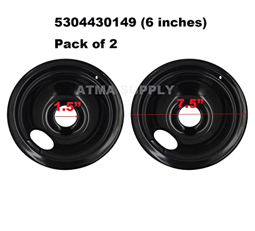 5304430149 and 5304430150 Range Cooktop Porcelain Drip Pans Set Compatible with Frigidaire Kenmore RangeIncludes 2 6-Inch and 2 8-Inch Pans, 4 Pack, Black - Thumbnail 5
