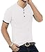 MLANM Mens Casual Slim Fit Basic Henley Short Sleeve Fashion Cotton T-Shirt X-Large, White