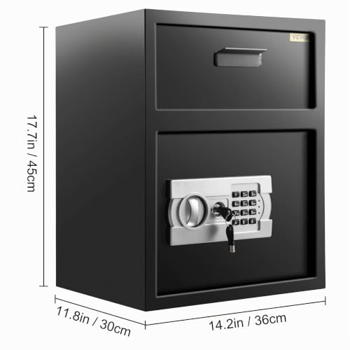 Miniatura 9 de Vevor Caja Fuerte Digital De 1.7 Pies Cúbicos, Hecha De Acero Al Carbono, Cerradura De Código Electrónico, Ranura De Depósito Con Llaves De Emergencia, Caja De Seguridad Para Hogar Y Hotel