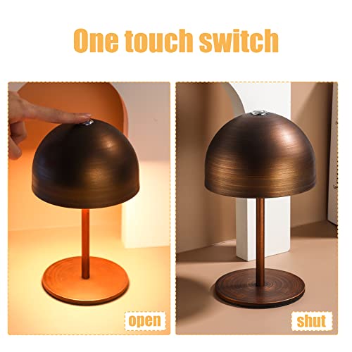Oneleaf Cordless Night Lights Table Lamp Retro Led,Waterproof Desk Lamp,Night Light, Metal Shell,Minimalist Design, For Couple Dinner/Coffee Table/Restaurant/Bedroom/Camp-Bronze #TOP4