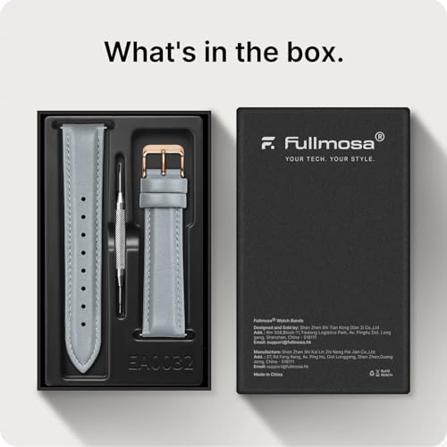 Image of Fullmosa Watch Band, Quick Release Leather Watch Strap Compatible with Samsung Galaxy Garmin for Men Women, Replacement Bands Width 12mm 14mm 16mm 18mm 19mm 20mm 21mm 22mm 24mm