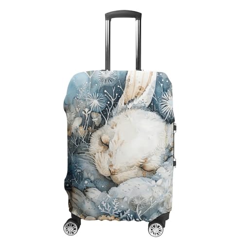 A Sleeping Rabbit Luggage Covers Tsa Approved Suitcase Cover Elastic Washable Luggage Sleeve Carry on Cover Protector Anti-Scratch Suitcase Protector Fits 19-30 Inch Case(XL)