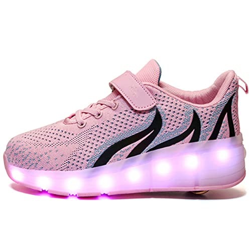 Light Up Shoes Led Roller Skate Shoes Wheels Boys Girls Sneakers, Kids Led Light Up Shoes USB Charging Flashing Sneakers Unisex for Festivals, Thanksgiving, Christmas, New Ye(Size:US 13.5,Color:Pink)2