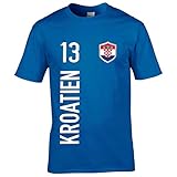 FanShirts4u Kinder Fanshirt Trikot Jersey Kroatien Hrvatska Croatia T-Shirt inkl. Druck Wunschname u. Wunschnummer EM WM (3/4 Jahre 98-104 cm, Kroatien/blau)