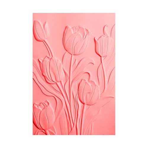 Tulip 3D Embossing Folder for Card Making DIY Scrapbooking Blossom Tulip Flower Clear Plastic Texture Fades Embossing Folder Template for Scrapbooking Paper Crafts Arts Supplies Handmade Crafts