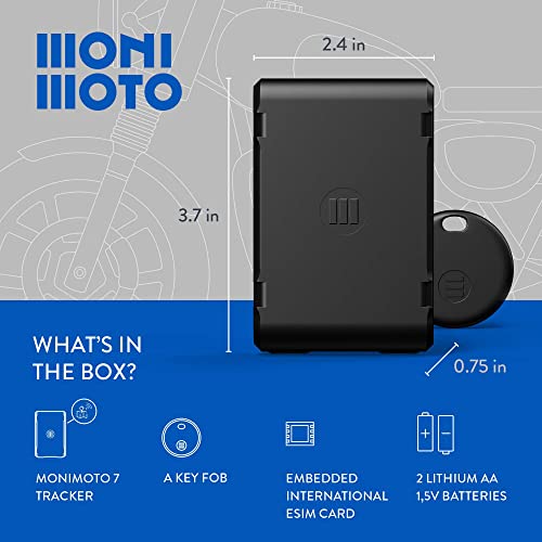 Monimoto 7 (2022) Plus 3 Edition Motorcycle Tracker And Alarm With Diy Installation, No Wiring Required - Smart Motorcycle Gps Tracker - Gps Tracker For Vehicles, Scooters, Quad Bike Atvs #TOP1