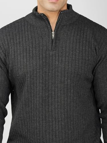 Image of LOQUE Men's Wool Blend Selection Sweater Half Zip High Neck Pullover Warm Casual Winter Wear for Office and Travel