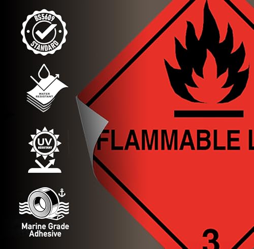 Étiquette classe 3 liquide inflammable 100mm x 100mm rouleaux de signalisation - 3