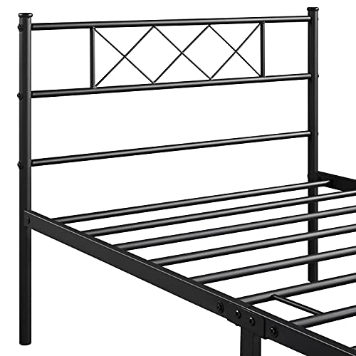 Yaheetech 13 Inch Black Industrial Twin Platform Metal Bed Frame With Headboard And Footboard/Mattress Foundation/No Box Spring Needed/Under Bed Storage/Strong Slat Support #TOP4