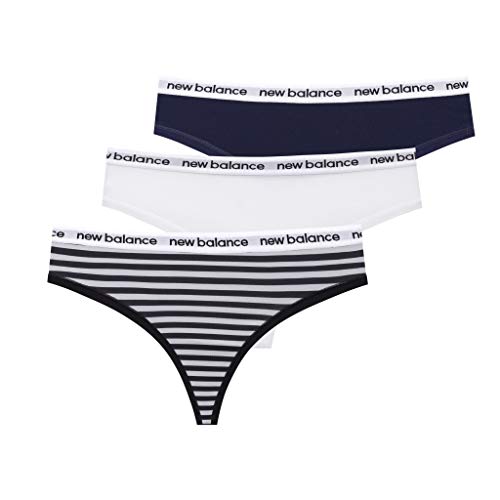 New Balance Women's Premium Performance Thong with Logo Printed Elastic Waistband, 3 or 6 Pack