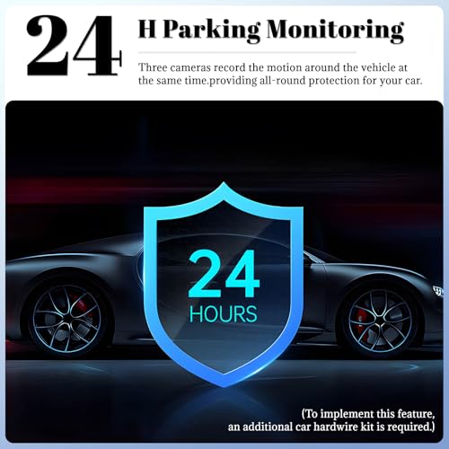 Image of 360 Degree View 4 Channel Dash Cam for Cars,Dash Cam Car Camera Front and Rear Inside Left Right for Cars,3 inch Dashcams with Night Vision,Loop Recording,G-Sensor,24H Parking Mode Monitor
