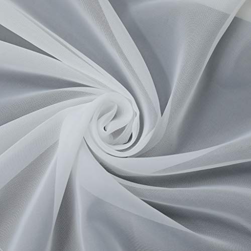 Joyswahl Sheer Window Curtain Tab Top Balcony Solid Color Ribbon Voile Roman Shades For Kitchen Decor Decorative, 1Pc (White, 39 Inch Width By 55 Inch Length) #TOP2