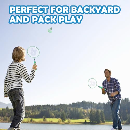 JOY SPOT! Kids Badminton Rackets Set with Soft Grip, Oversize & Lightweight Shuttlecocks Racquet with Carry Bag for Children Youth, 2 Player Sport Game for Indoor Outdoor Backyard (Green) - Thumbnail 6