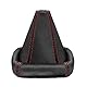 L & P Car Design L&P A0026 Schaltsack Schaltmanschette kompatibel mit VW Golf 2 II 3 III Polo 6N Passat 35i UVM.100% Echtleder Leder Schwarz Naht Rot