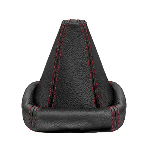 L&P A0026 Funda saco cuero de 100% real piel genuina negro con costura roja rojo de palanca de cambios cambio velocidad velocidades marchas saco de conmutación