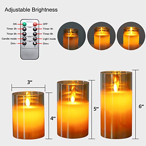 Lezonic Rechargeable Led Flameless Pillar Candles Battery Operated With Flickering Flame, Pack Of 3(D 3”×H 4”5”6”) Long Lasting Amber Real Wax Usb Candles With Remote And Timer #TOP6