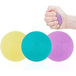 NATEE 3pcs Ejercicio de Mano, Bola Antiestrés, Ejercicio de Agarre, Ejercicio de Muñeca, Ejercicio en Casa, Pelota Terapia de Mano para Fortalecimiento Terapia de Mano Dedo Muñeca 3 Niveles Lavable