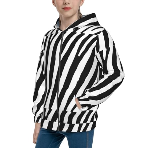Zebra Kid Hoodies Boys Zip Up Sweatshirts Girls Pullover with Pocket