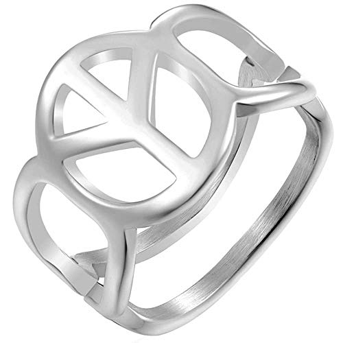 Jude Jewelers Anillo de graduación de acero inoxidable con emblema de la paz mundial para clases escolares