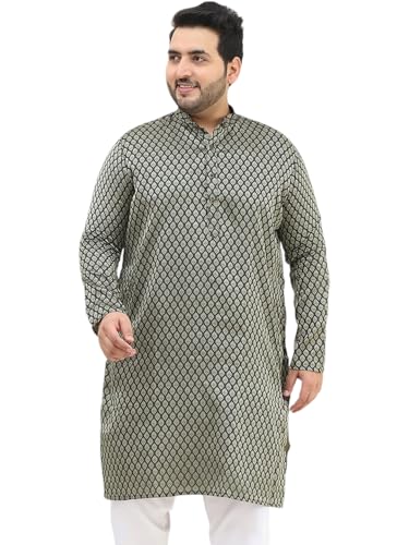 Image of SOJANYA Plus (Since 1958) Men's Cotton Linen Foil Printed Only Long Kurta