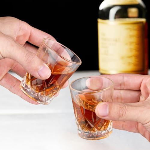 AOOTE Zestaw 4 shotów, cordial i tequila, ciężka podstawa, przezroczyste whisky