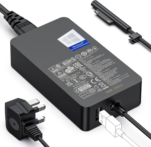 Image of Surface Charger,102W Microsoft Surface Charger for Surface Book 1/2/3, Surface Laptop Studio, Surface Pro 3/4/5/6/7/7+/8/9/10/11, Surface Laptop 1/2/3/4/5/6/7, Surface Go 2/3/4, Surpport 102W 65W 44W