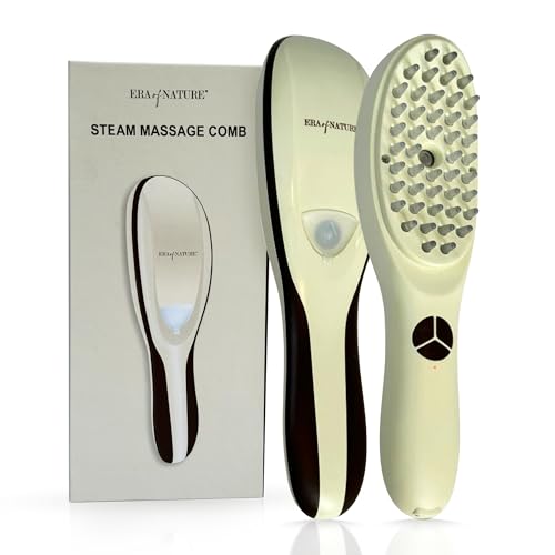 era of nature 4-in-1 Electric Scalp Massager for Thicker-Looking Hair & Root Vitality – Waterproof Vibrating Brush with Red & Blue Light – Rechargeable Follicle Stimulator for All Hair Types, Unisex