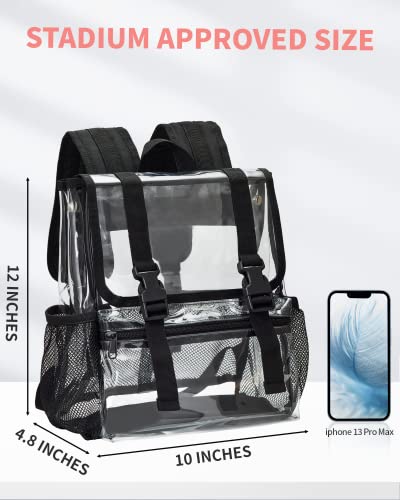Vorspack Clear Mini Backpack - Stadium Approved Small Clear Backpack For Women Heavy Duty Pvc Stadium Backpack With 2 Water Holders For Concerts Work Sports Festivals - Black #TOP1
