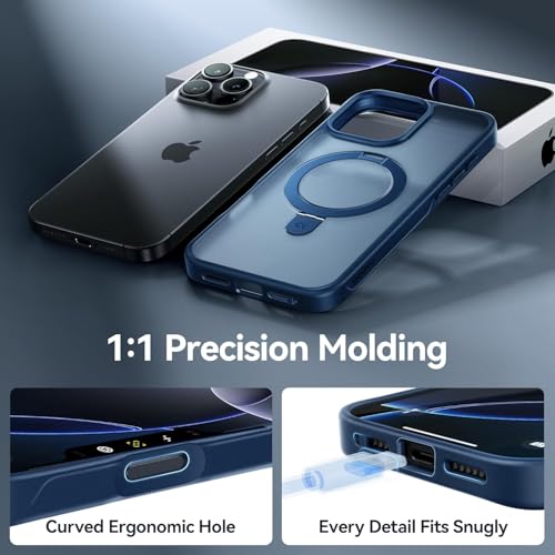 Image of iPhone 16 pro Max Magsafe Stand Case | Matte Design & 360 Protection | Military-Grade Apple iPhone 16 pro Max Cover | Ultra Premium - Blue