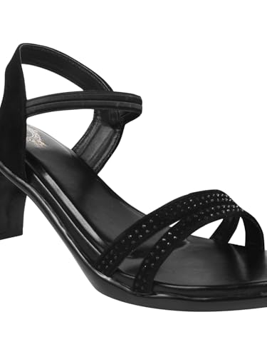 Image of Shoetopia Women's Stylish Heeled Sandals with Strap & Studded Detailing - Comfortable Party & Casual Footwear