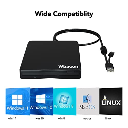 Wbacon Dual Interface3.5 Usb External Floppy Disk Drive Portable 1.44 Mb Fdd For Pc Windows Xp 7 8 10 11.Usb3.0&Type C #TOP3