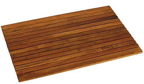 Bare Decor COSI String Spa Shower Mat in Solid Teak Wood Oiled Finish, Large: 31.5