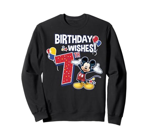 Sweatshirt Mickey Mouse 7th Birthday pull Disney enfant 7 ans gris