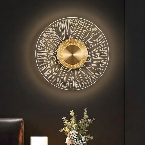 Image of Spiral Gride Glow 3-in-1 LED Wall Light | Modern Fancy Lights for Living Room, Bedroom Wall Decor, Home Decoration Items & Indoor Acrylic Round Shape Night Lamp (Golden, Pack of 1)