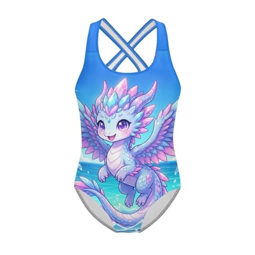 Image of Girls Swimsuit Criss Cross Back 1-Piece Summer Beach Swiwmear