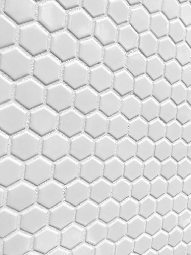 White Hexagon Glossy Finish 12x12 Porcelain Mosaic Tile Bathroom Shower Kitchen