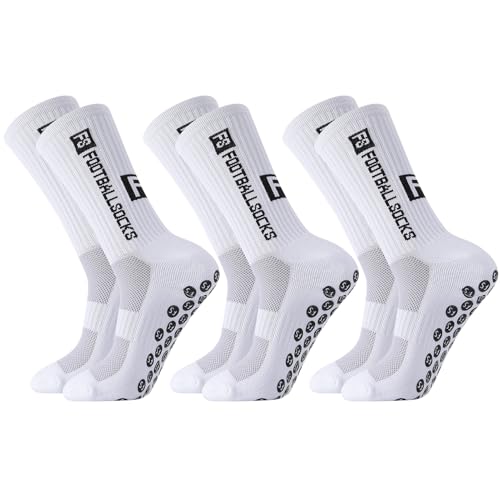 Utensilsto 3 Paare Fussball Socken Kinder Fußballsocken 35-39 Anti Rutsch Grip Jungen Fußball Socken Atmungsaktiv Rutschfeste Sportsocken für Kinder Fussball Basketball Laufen Rugby Tennis