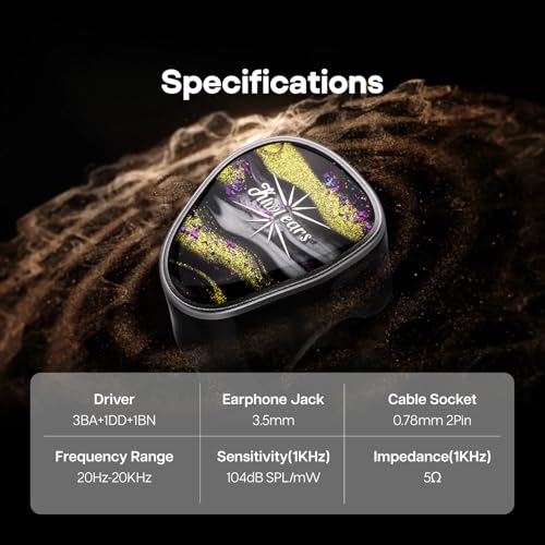 Image of Linsoul Kiwi Ears Etude in Ear Monitor, 3BA+1DD+1BN Hybrid Driver IEM Earphones, Gaming Earbuds, HiFi Stereo Wired Ear Buds with Detachable 2Pin Cable for Audiophiles Musicians