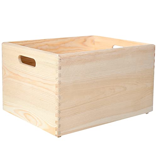 Creative DECO XXL Grande Caja Madera Decorativa Almacenaje | 40x30x24cm (+/-1cm) | Asas | Cesta Cajón Baúl Cofre Multiusos Decoupage Decorar Fruta Documentos Objetos Juguetes Herramientas