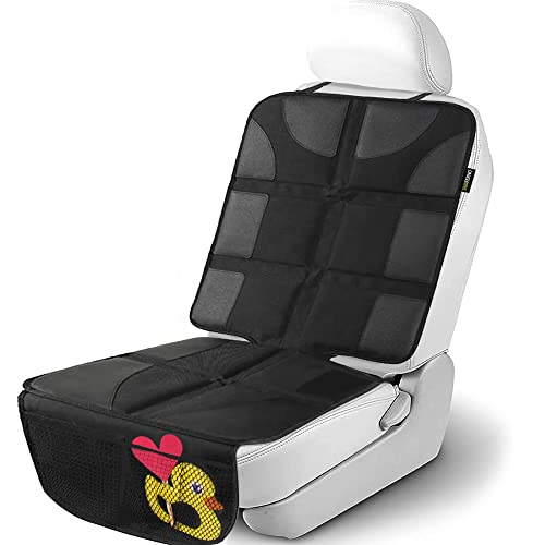 Image of Sunferno Baby Car Seat Protector for Child Car Seat - Water Resistant Mesh Pockets Carseat Seat Protector for Under Car Seat - Car Seat Protector for Leather Seats - Seat Cover Pad for Dogs