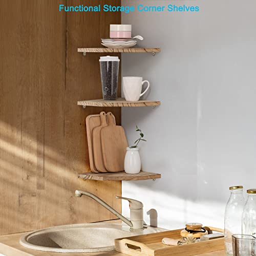 Duicirx Mensole Angolari Da Parete, In Legno, Con Canalina Per Cavi, Montaggio A Parete, Per Accessori Tv, Monitor, Altoparlante, Decoder Via Cavo, Console Di Gioco (Carbonizzato, Diamante, 25,4 Cm) - 2