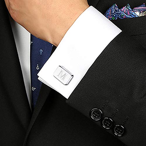 Joerica 6 Pcs Engraved Initial Cufflinks Tie Bar Money Clip Set Shirt Alphabet Letter Wallet Tie Clip And Cufflink Set #TOP2