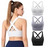 CCKIAJIA 3 PCS Brasieres Deportivos Mujer, Sujetador Deportivo con Cruzar Tirantes, Sujetador Deportivo con Cremallera...