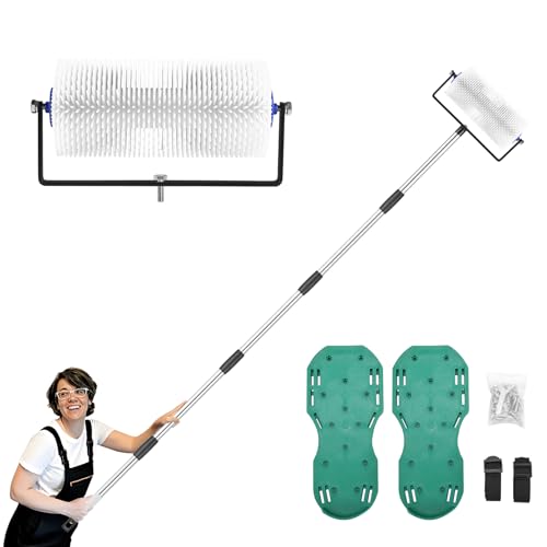 Spike Roller for Self Leveling Cement,9 Inch Screed Spiked Roller with 77'' Extension Pole – Self Leveling Concrete Tool Kit with Spike Shoes for Epoxy Flooring & Cement Levelin