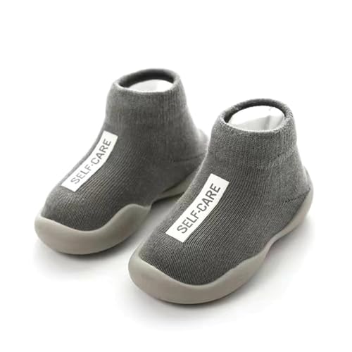 Kqwfsiu Baby Sock Shoes Boys Girls First Walking Shoes Non Slip Lightweight Toddler Infant Grey