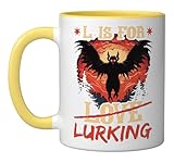 Mothman Valentines Day Quote, Cryptid Folklore Mothman Ceramic Mug, Yellow/White