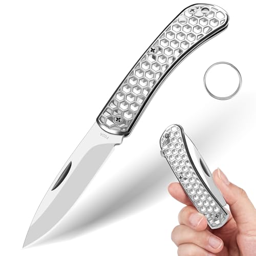 DRACHENADER Klappmesser Klein, Zweihandmesser, 420C Stahl Klinge und Griff, EDC Taschenmesser für Paketöffnung, Legal in Deutschland (42a konform)