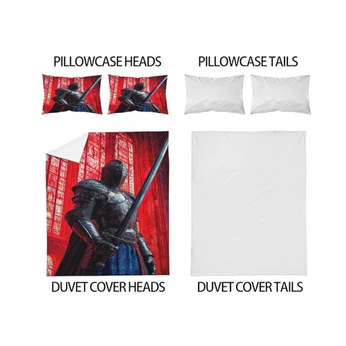 Housse de couette microfibre Chevalier Rouge pour lit king sans pli - 4