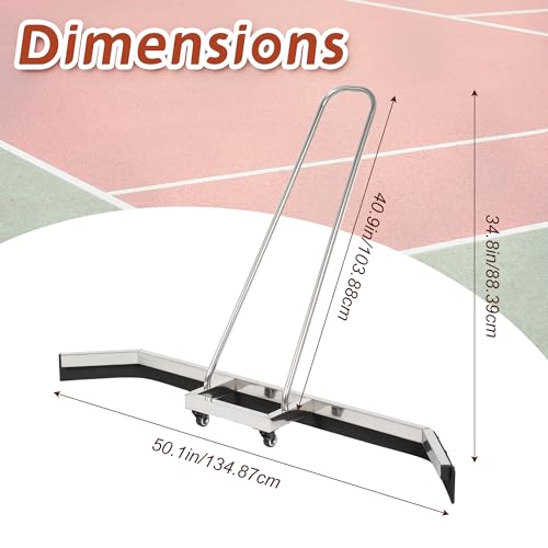 AIWFL 4.5FT Stainless Steel Sport Tennis Court Squeegee with Wheel, Heavy Duty Rain Shuttle with EVA Foam Blade, Professional Court Squeegees Floor Water Remover Squeegee Broom, Silver